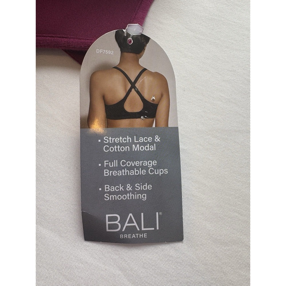 Bali Breathe Bra DF7592 Stretch Lace Full Coverage Underwire‎ Bra NWT - Picture 15 of 16